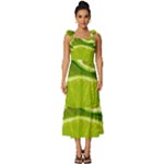 Lime Slices Close Up, Fresh, Fruit, Green Lemon Tie-Strap Tiered Midi Chiffon Dress