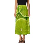 Lime Slices Close Up, Fresh, Fruit, Green Lemon Classic Midi Chiffon Skirt