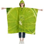 Lime Slices Close Up, Fresh, Fruit, Green Lemon Women s Hooded Rain Ponchos