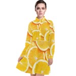 Oranges, Orange, Fruits Long Sleeve Chiffon Shirt Dress