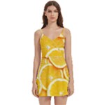 Oranges, Orange, Fruits Body Wrap Sleeveless V-Neck Mini Dress