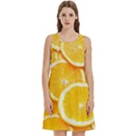 Oranges, Orange, Fruits Round Neck Sleeve Casual Dress With Pockets