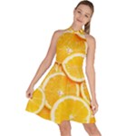 Oranges, Orange, Fruits Sleeveless Halter Neck A-Line Dress