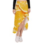 Oranges, Orange, Fruits Asymmetrical Ruffle Hem Skirt 