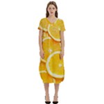 Oranges, Orange, Fruits T-Shirt Midi Dress With Pockets