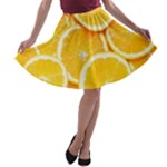 Oranges, Orange, Fruits A-line Skater Skirt