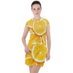 Oranges, Orange, Fruits Drawstring Hooded Dress