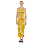 Oranges, Orange, Fruits Fitted Maxi Dress