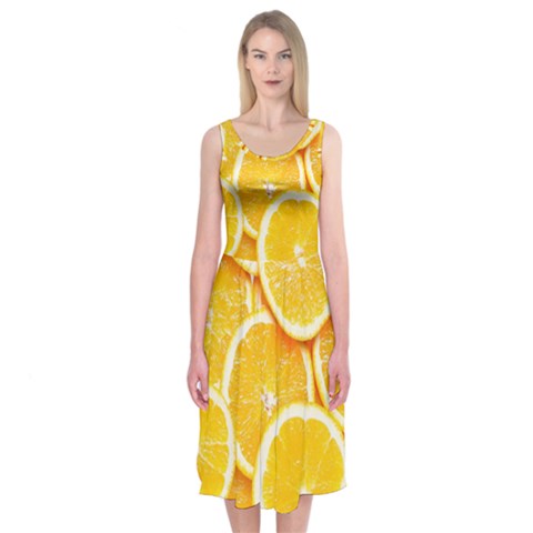 Oranges, Orange, Fruits Midi Sleeveless Dress from ArtsNow.com