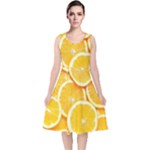 Oranges, Orange, Fruits V-Neck Midi Sleeveless Dress 