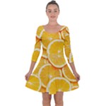 Oranges, Orange, Fruits Quarter Sleeve Skater Dress