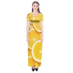 Oranges, Orange, Fruits Short Sleeve Maxi Dress