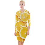 Oranges, Orange, Fruits Quarter Sleeve Hood Bodycon Dress