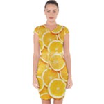 Oranges, Orange, Fruits Capsleeve Drawstring Dress 