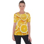 Oranges, Orange, Fruits Shoulder Cut Out Short Sleeve Top