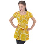 Oranges, Orange, Fruits Puff Sleeve Tunic Top