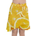 Oranges, Orange, Fruits Chiffon Wrap Front Skirt