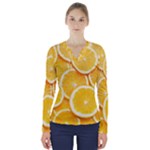 Oranges, Orange, Fruits V-Neck Long Sleeve Top