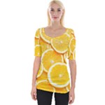 Oranges, Orange, Fruits Wide Neckline T-Shirt