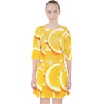 Oranges, Orange, Fruits Quarter Sleeve Pocket Dress