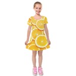 Oranges, Orange, Fruits Kids  Short Sleeve Velvet Dress