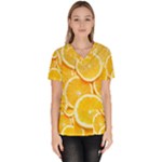 Oranges, Orange, Fruits Women s V-Neck Scrub Top