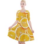 Oranges, Orange, Fruits Quarter Sleeve A-Line Dress