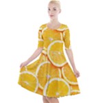 Oranges, Orange, Fruits Quarter Sleeve A-Line Dress With Pockets