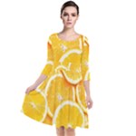 Oranges, Orange, Fruits Quarter Sleeve Waist Band Dress