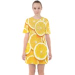 Oranges, Orange, Fruits Sixties Short Sleeve Mini Dress