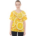 Oranges, Orange, Fruits V-Neck Dolman Drape Top