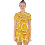 Oranges, Orange, Fruits Drop Hem Mini Chiffon Dress