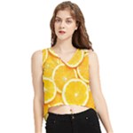 Oranges, Orange, Fruits V-Neck Cropped Tank Top