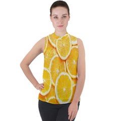 Mock Neck Chiffon Sleeveless Top 