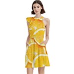 Oranges, Orange, Fruits Cocktail Party Halter Sleeveless Dress With Pockets