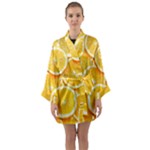 Oranges, Orange, Fruits Long Sleeve Satin Kimono