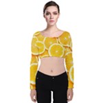 Oranges, Orange, Fruits Velvet Long Sleeve Crop Top