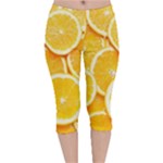 Oranges, Orange, Fruits Velvet Capri Leggings 