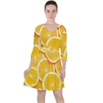 Oranges, Orange, Fruits Quarter Sleeve Ruffle Waist Dress