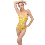 Oranges, Orange, Fruits Plunging Cut Out Swimsuit