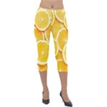 Oranges, Orange, Fruits Lightweight Velour Capri Leggings 