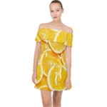 Oranges, Orange, Fruits Off Shoulder Chiffon Dress