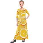 Oranges, Orange, Fruits Kids  Quarter Sleeve Maxi Dress