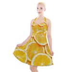 Oranges, Orange, Fruits Halter Party Swing Dress 