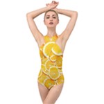 Oranges, Orange, Fruits Cross Front Low Back Swimsuit