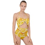 Oranges, Orange, Fruits Scallop Top Cut Out Swimsuit