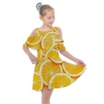 Oranges, Orange, Fruits Kids  Shoulder Cutout Chiffon Dress