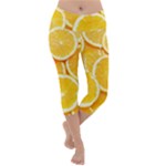 Oranges, Orange, Fruits Lightweight Velour Capri Yoga Leggings