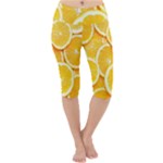 Oranges, Orange, Fruits Lightweight Velour Cropped Yoga Leggings