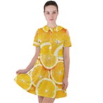 Oranges, Orange, Fruits Short Sleeve Shoulder Cut Out Dress 